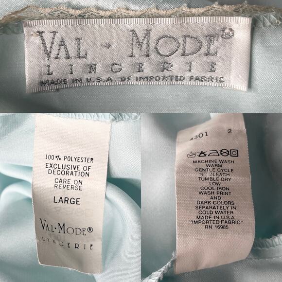 Vintage Val Mode Lingerie Nightgown Large Blue Lace V-Neck - Picture 6 of 13